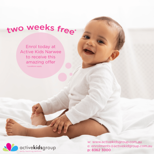 Receive 2 weeks free and your enrolment fee waived when you enrol at our Narwee child care centre.