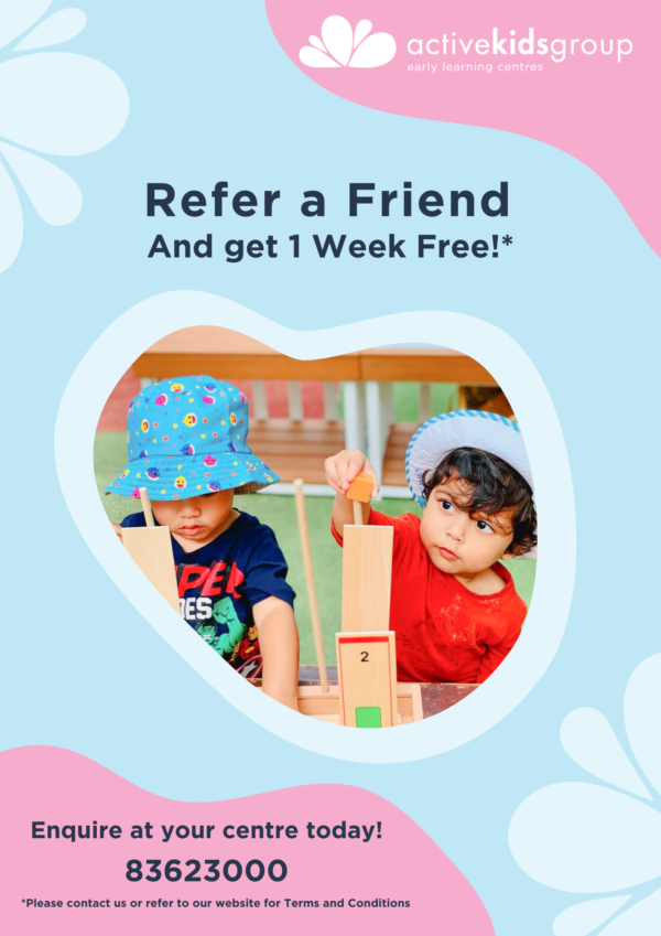 Refer a friend and receive one week free with this special offer for our Homebush childcare in Sydney! Our ‘Refer a friend’ Program is back! If you know someone who is looking for quality childcare in Homebush for their little one, we would love to hear from you! Refer a friend to the Active Kids…