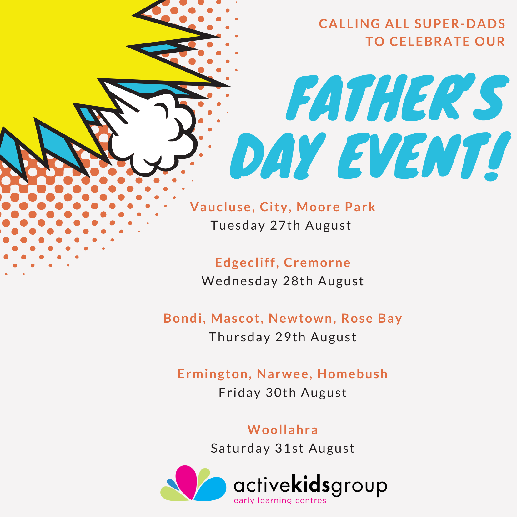 Father’s Day is a special occasion to honor the amazing dads, uncles, grandpas, and father figures who make a difference in our lives. At Active Kids Group, we’re excited to invite families to join us for a memorable Father’s Day event at our Sydney childcare and daycare centre! Why You Should Attend Our Father’s Day…