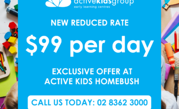 Active Kids Homebush – Limited $99 Per Day Offer!